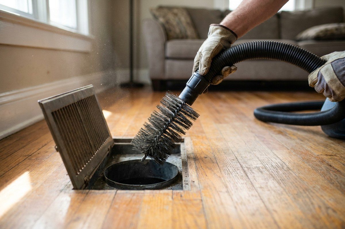 Duct Cleaning technician at work